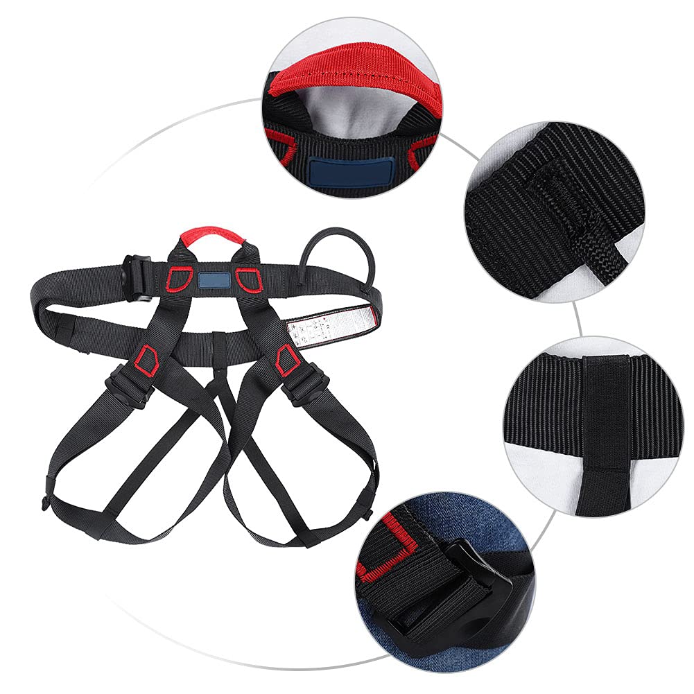 SwaYve Cinturón de Seguridad para Trabajos Aéreos Cinturón de Seguridad de Medio Cuerpo, Arnés de Escalada Cinturón de Seguridad para Exteriores para Trabajos de Escalada en Techos/Black