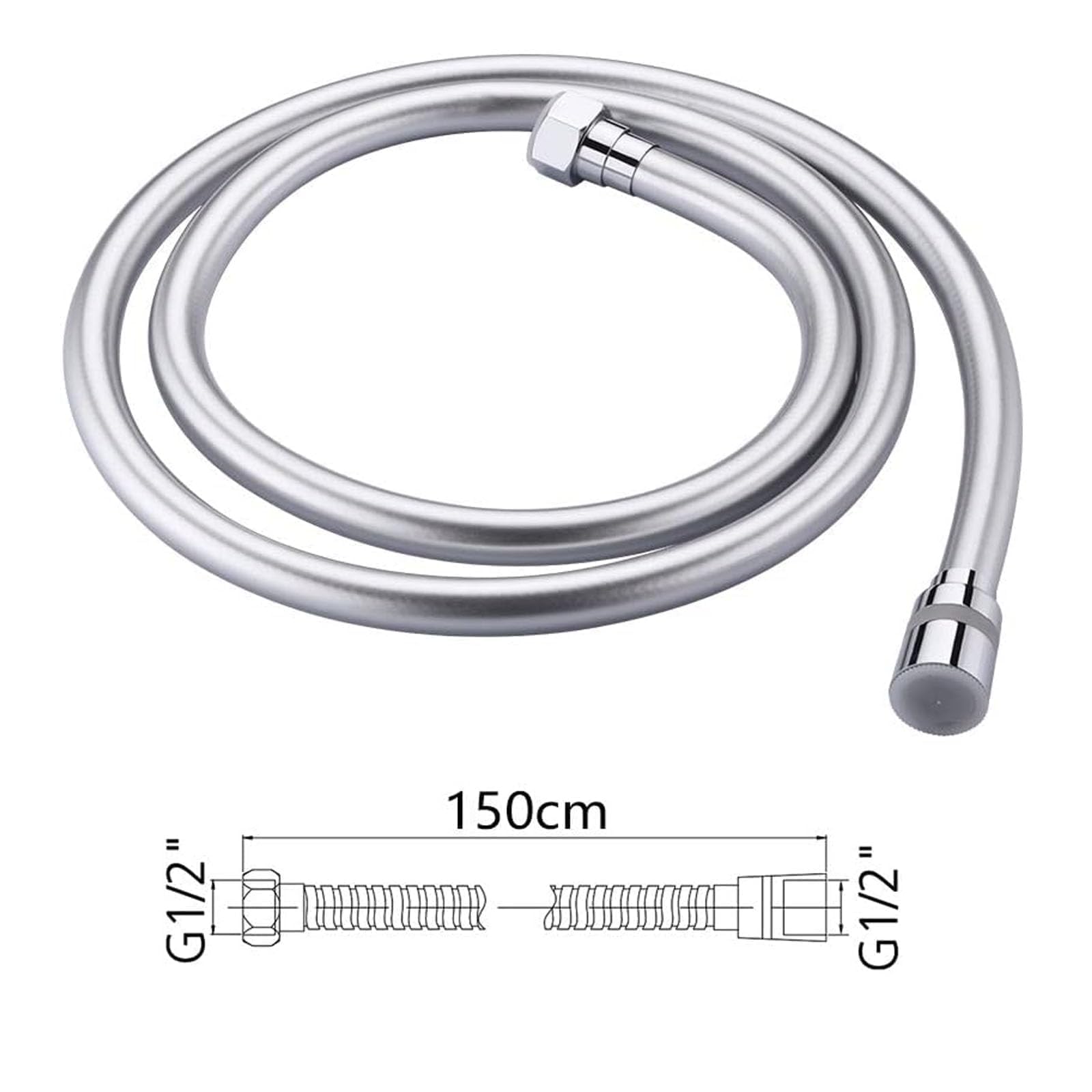 Shower Hose 1.5m Large Bore Stainless Steel Shower Hose - Image 2