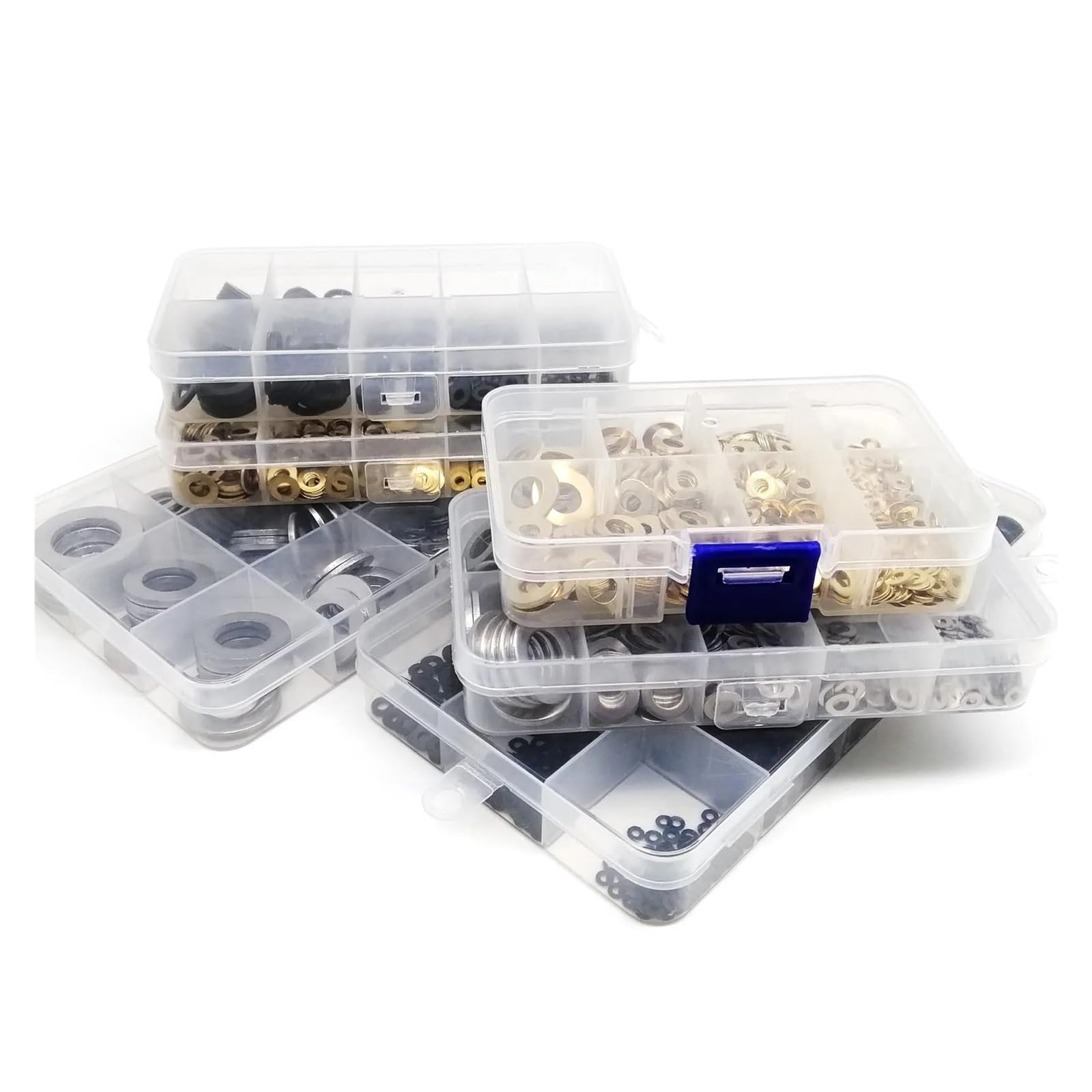 Unterlegscheibensortiment, 1 Box, Mix M1,6, M2, .5, M3, M4, M5, M6, M8, M10, M12M16, Sortimentsset, flache Unterlegscheibe, einfache Dichtung, Edelstahl (304 Edelstahl)