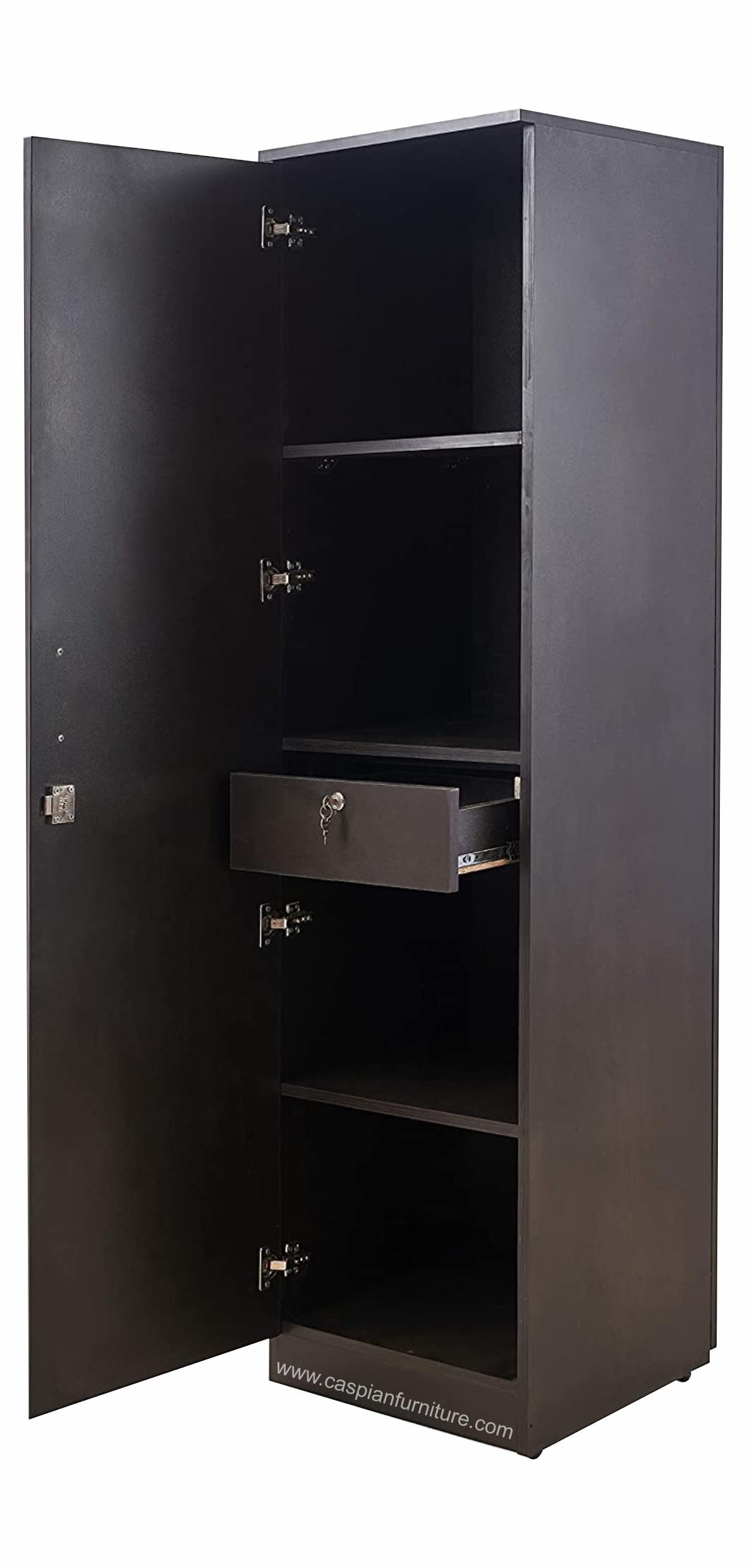 CASPIAN Engineered Wood 1 Door Wardrobe (Brown) | Pre-Assembled Furniture | Cupboard/Almirah for Bedroom, Office, Kid’s Room | Home Clothes Storage Organizer with Dressing Mirror 2