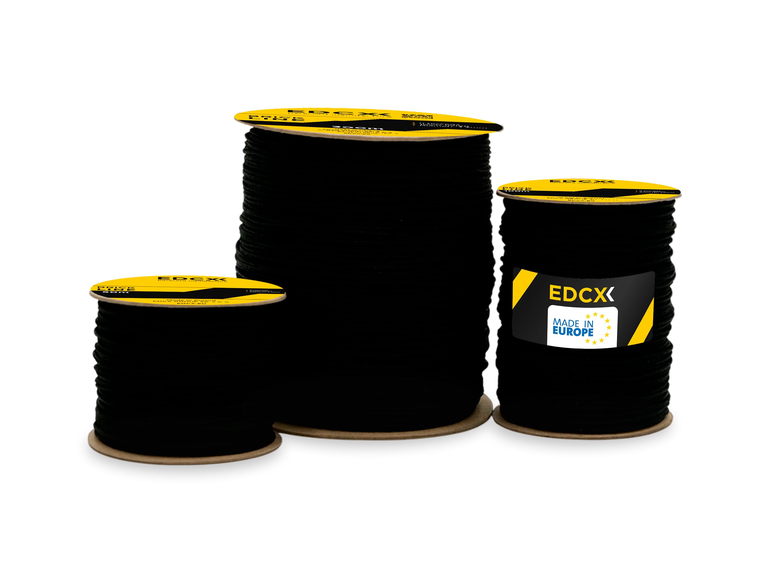 EdcX Mason's Cord ⌀1,7mm | 50m, 100m and 300m | Nylon | Brick Line, Mason Line Level for Construction, Gardening, DIY | Tear-Resistant, Weatherproof, Low Stretch Utility Cord (Black, 50 m)