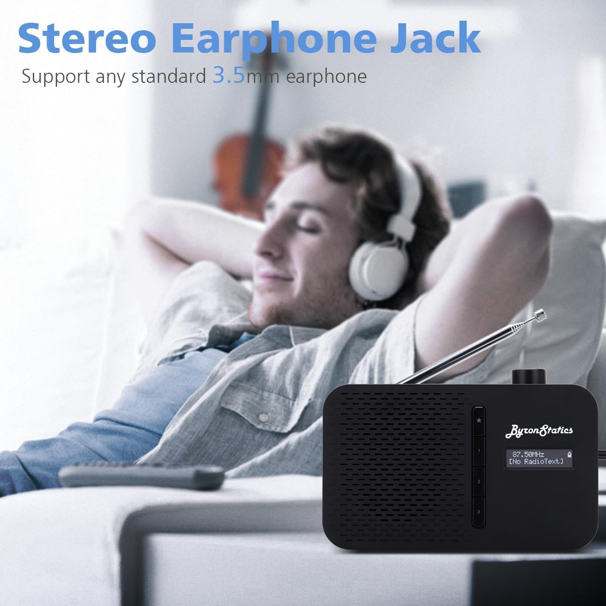 ByronStatics Radio numérique DAB/DAB+ et FM, écran couleur 2,4", sortie haut-parleur mono 1 W, bleu crépuscule