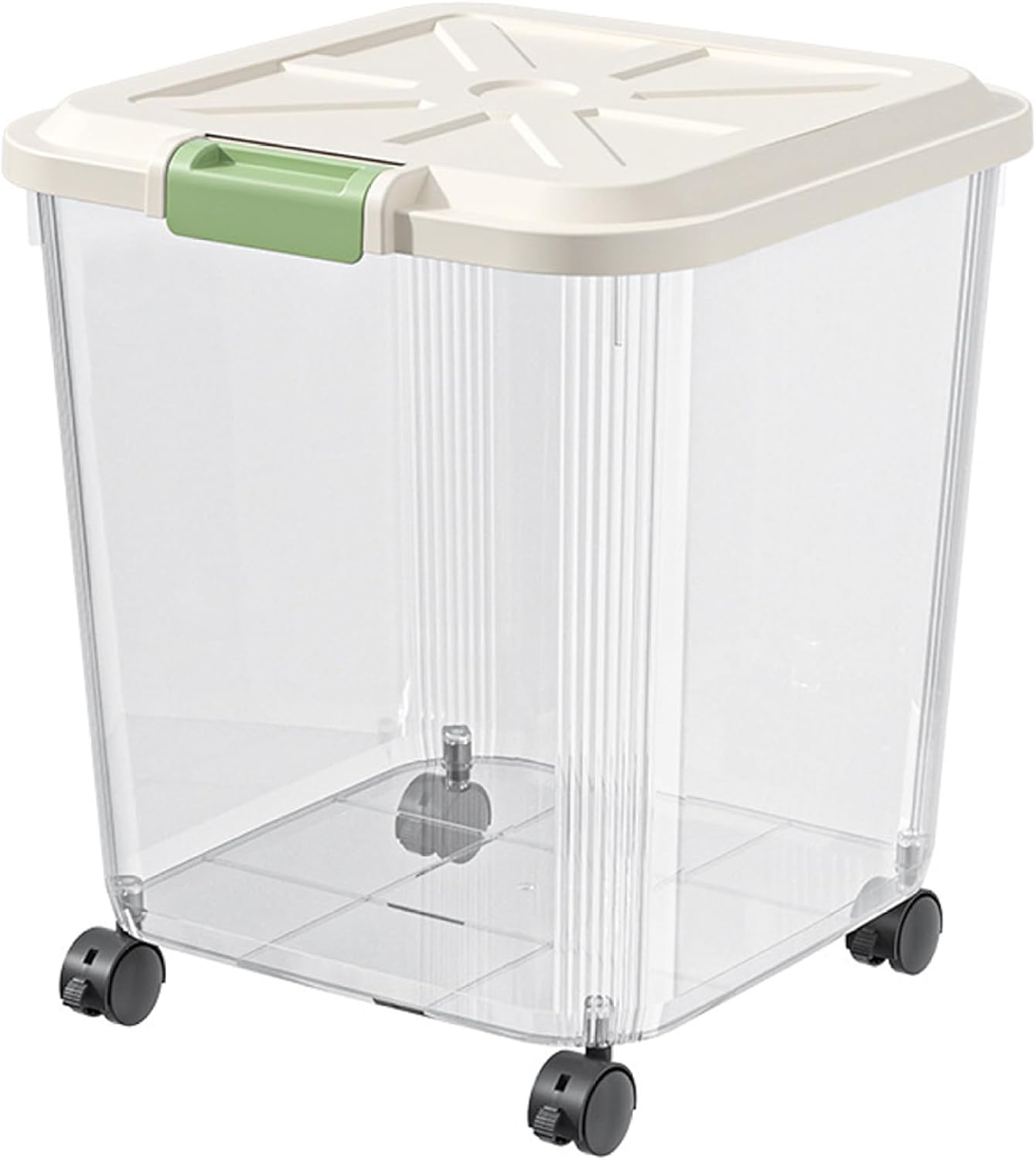 Rice Storage, 33 lbs Storage Container with Wheels Airtight Food Bin for Rice, Flour, Pet Food, Transparent Holder