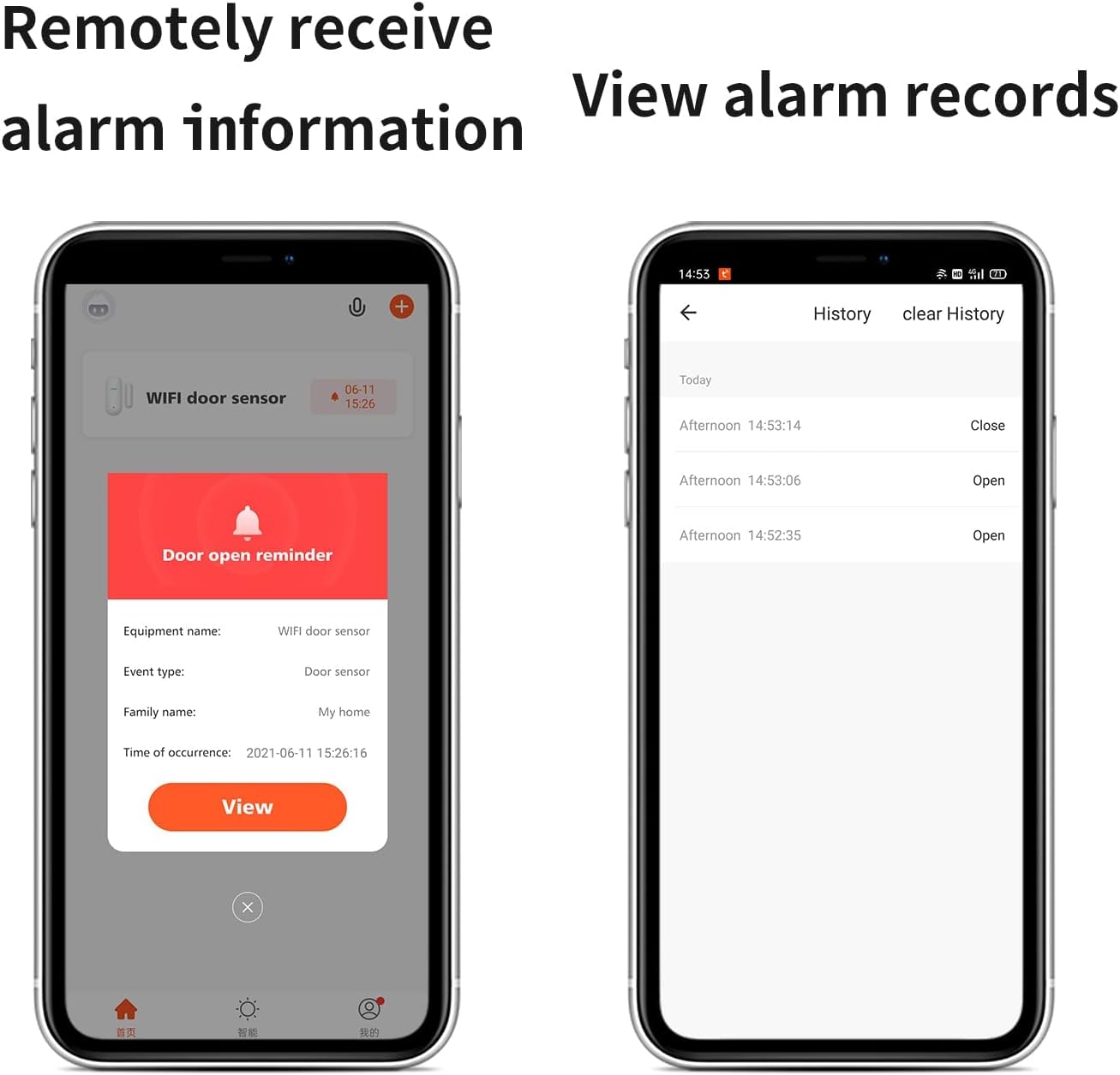 WiFi Door and Windows Sensor Magnets Smart Phone APP Control Compatible with Alexa Google Assistant Wireless Security Alarm Door Open push message for Home Bussiness Burglar Alert (Not suport 5G WIFI)