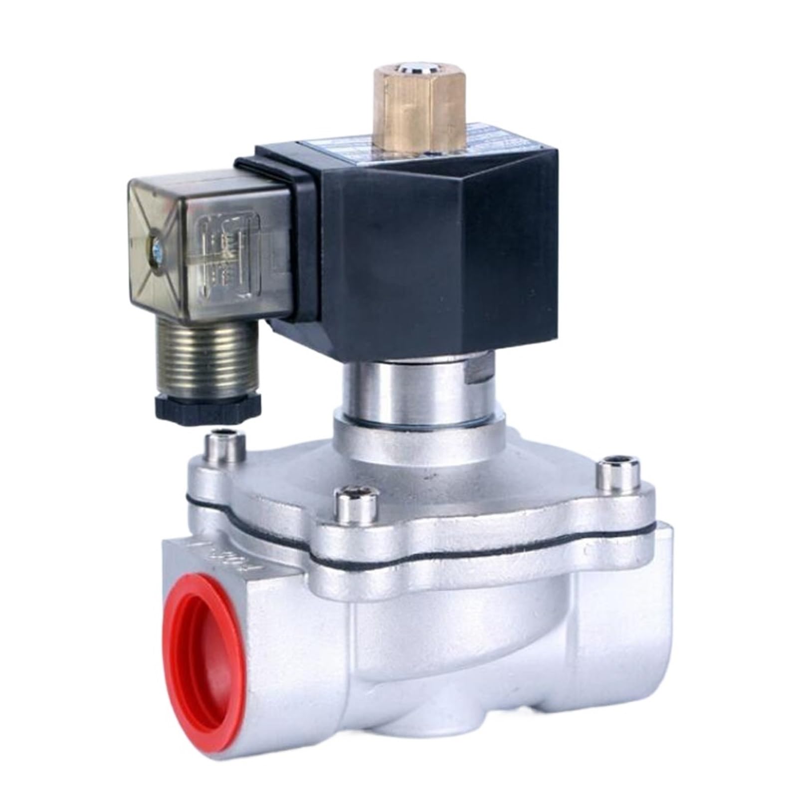 Électrovanne normalement ouverte 1/2 inox 24V pour eau huile et gaz