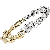 Armani Exchange Bracciale da uomo in acciaio inossidabile con chiusura a moschettone