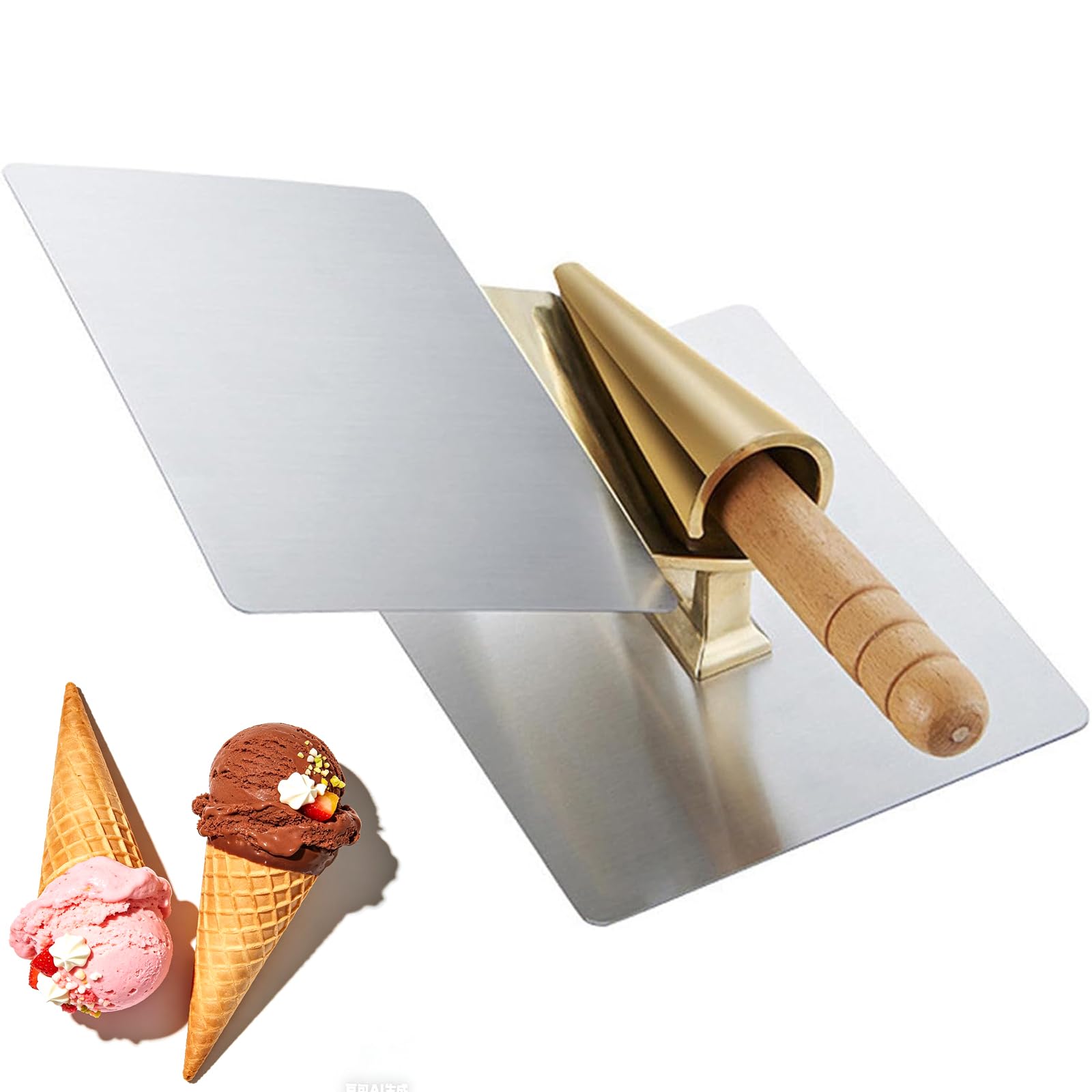 GYKOZY Waffle Cone Roller, Nonstick Waffle Cone Molds, 41mm Bottom Diameter, Copper Waffle Cone Shaper Tool for Bakeries, Snack Bars, Kitchens