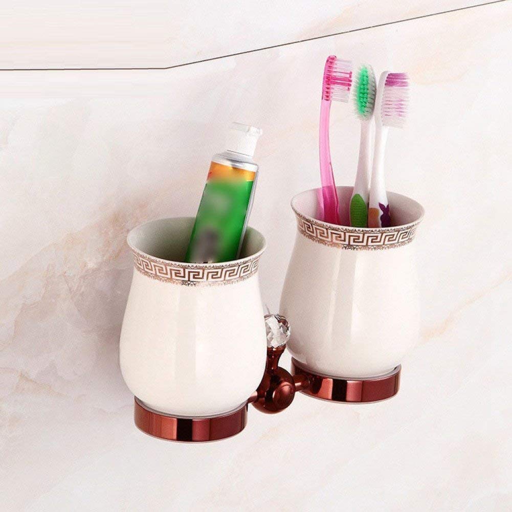 GZZ European-Style Badezimmer Wand-Doppel Tassen und Halterungen, Home Bad Hardware Anhänger Doppel Zahnputzbecher