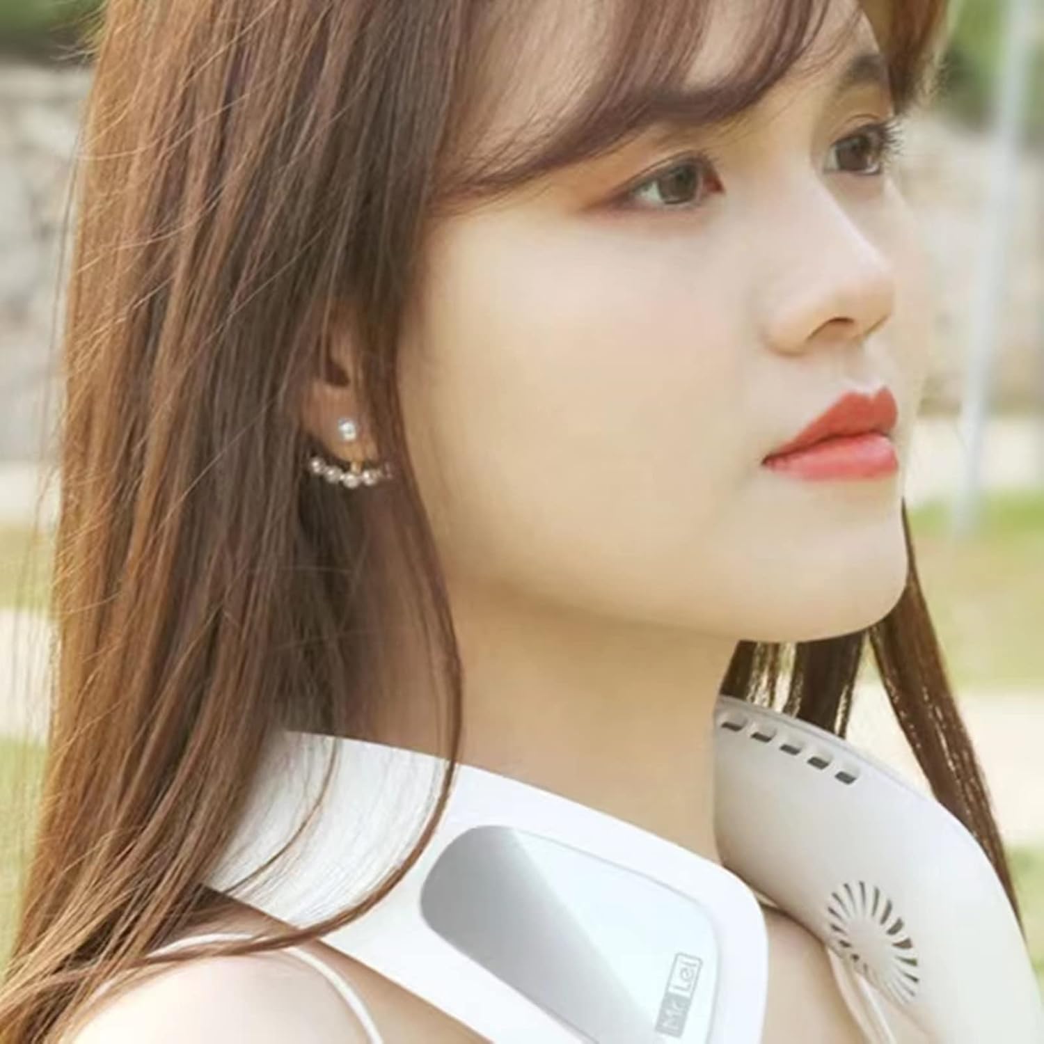 Hanging neck fan lazy sports small fan, usb charging portable mute high wind student, small fan，Mini Fan, USB Fan, Sports Fan. (space gray)