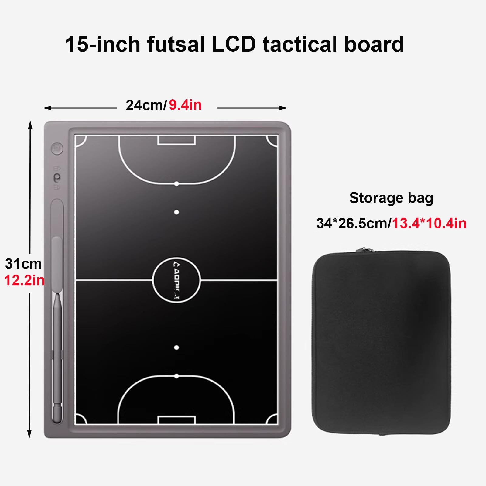 Elettronica Lavagna Tattica da Futsal da 15", Lavagna Elettronica per Allenatori, Portablocco per Allenatore, Tavola da Tattica Calcio, Lavagnetta Strategie
