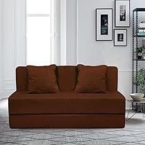 Aart Store High Density Foam (3X6) Feet One Seater Sofa Cums Bed Furniture (Brown) Color