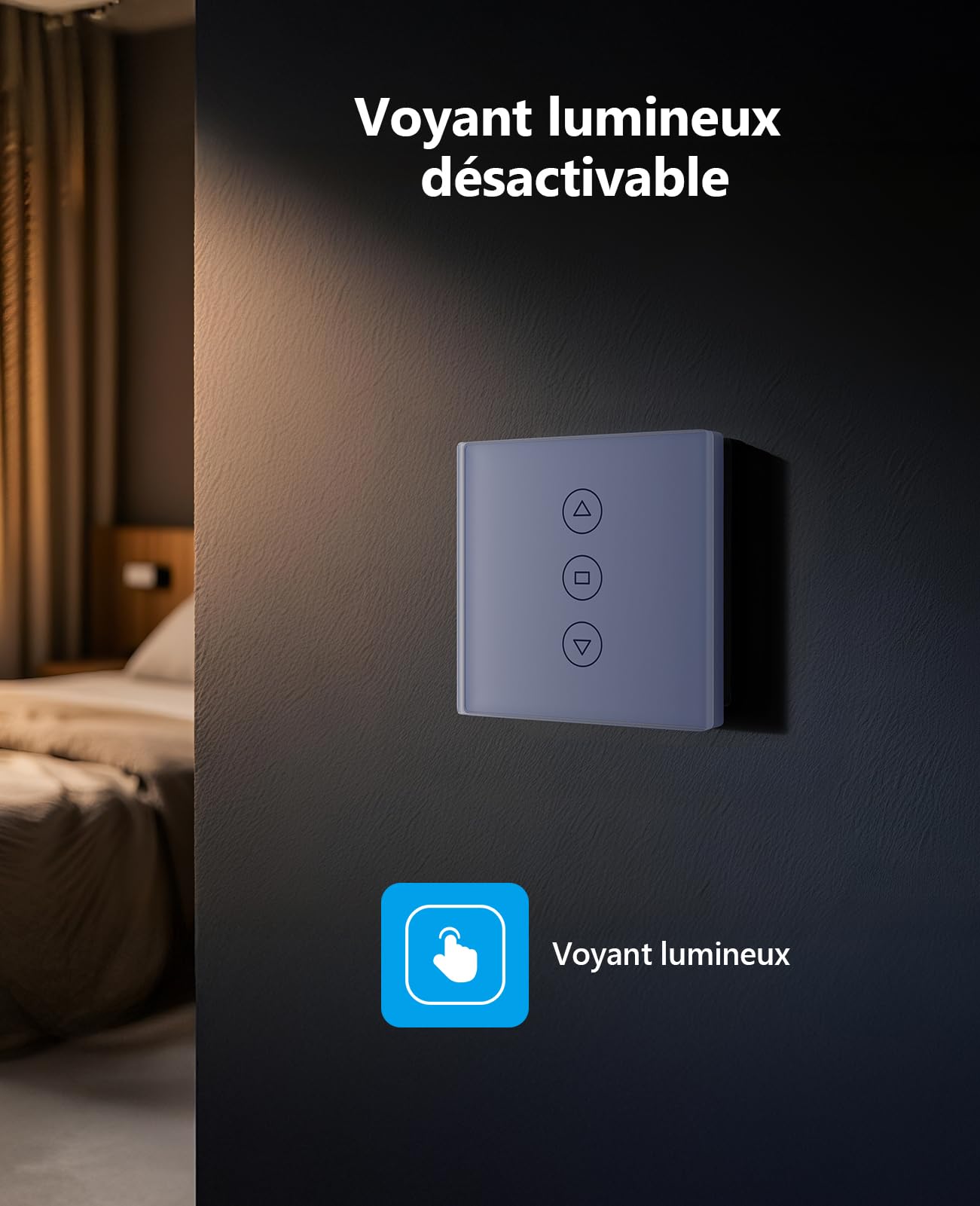 Interrupteur Volet Roulant Connecté, 80 * 80mm Interrupteur de Stores WiFi Compatible Alexa/Google Home/SmartLife, APP Contrôle à Distance - Fil Neutre Requis (Blanc, 1)