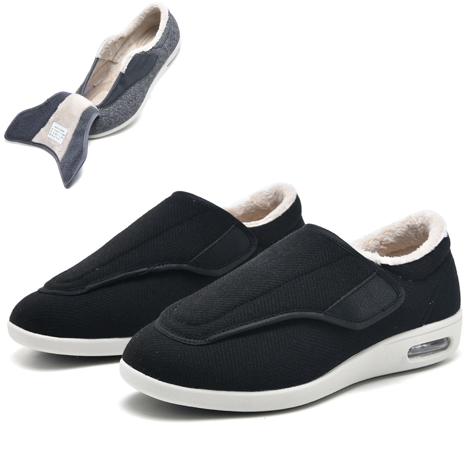 bumuam Zapatos para diabéticos para pies hinchados,Ajustable Zapatos Turgente Pies Pantufla, Anciano Cómodo Botas, Diabético Obesidad Zapatillas EU 40.5(26.5cm/10.4in)