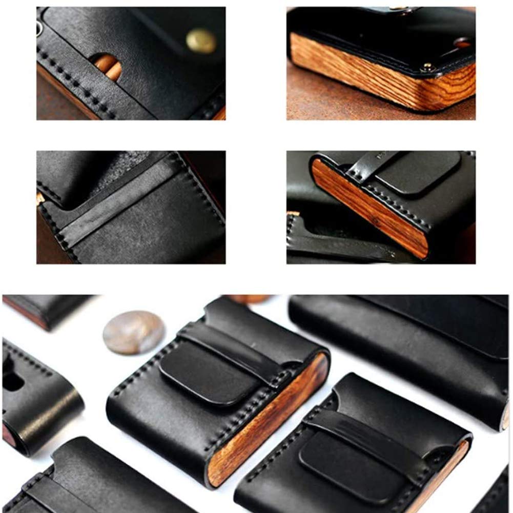 Sigaretta da Uomo in Pelle - Astuccio portasigarette in Legno retrò Portatile Ultrasottile, può Contenere 20 Sigarette Scatola portasigarette