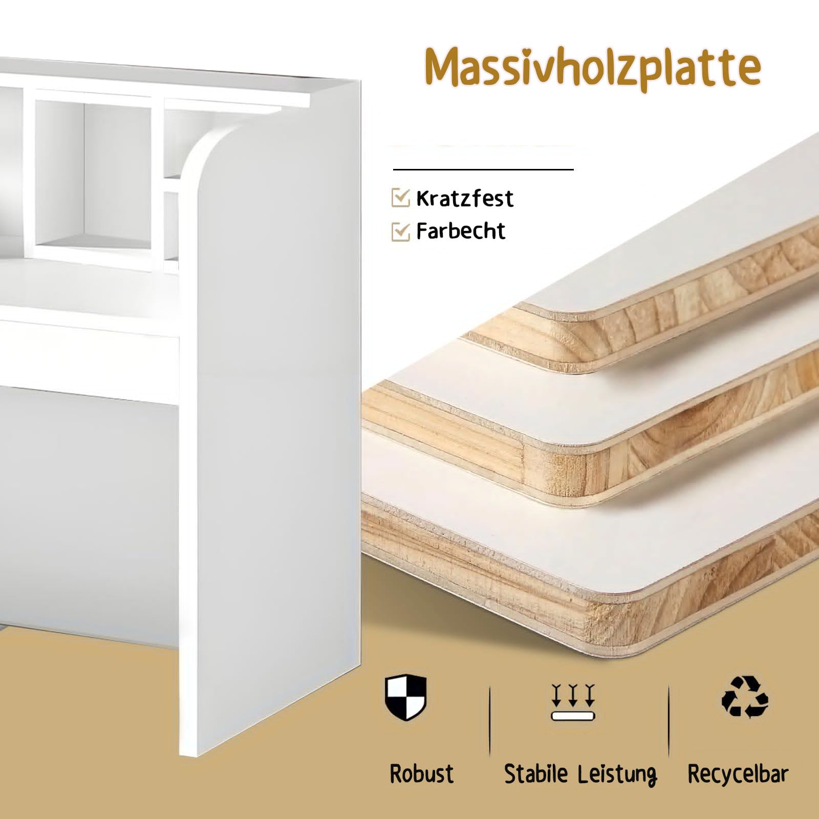 LINLIUA Empfangstheke Rezeption Klein Kosmetikstudio, Rezeptionstheke Modern Holz mit Ablage für Büro und Empfang, Platz Sparen, Einfach zu Montieren, für Büro Hotel Weiß 80 * 50 * 110cm