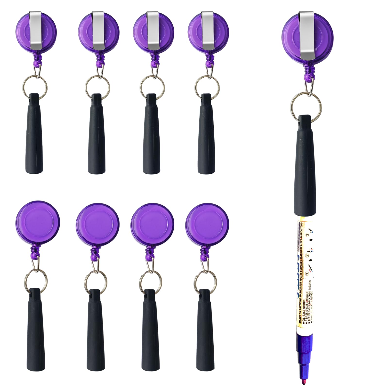 XILAOTOU Duty Retractable Pull Pen Holder -Thick Nylon Cable- Ideal for Markers & Carpenter Pencils, Self Retracting Reel & Tight Metal Belt Clip,8