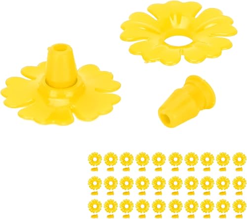 Miniatura 3 de CHICIRIS Juego de 30 comederos para colibríes, flores, puertos de alimentación de pájaros colgantes, piezas de repuesto para protectores de abejas,