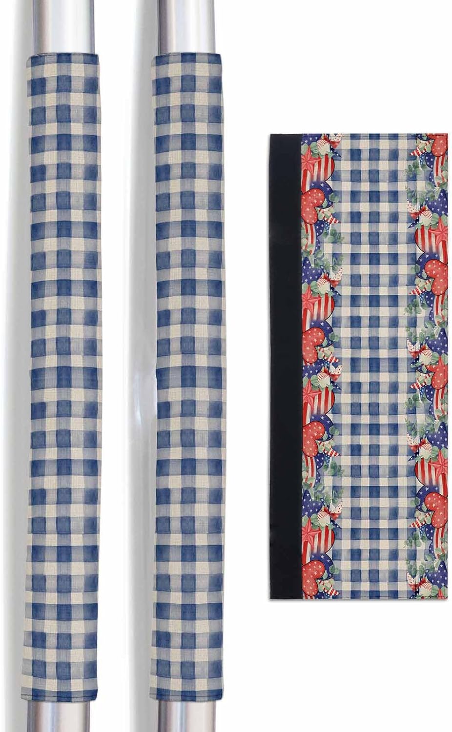 4th of July Refrigerator Door Handle Covers Set of 2 for Dishwasher Microwave Oven Fridge Stove Appliance Door Handles,Washable Kitchen Bathroom Accessories,Flower Love Eucalyptus Leaves Plaid Blue
