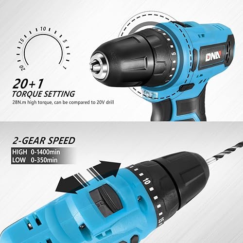 Vista 74 de DNA MOTORING TOOLS-00236 Kit de herramientas de destornillador eléctrico inalámbrico recargable de 3.6 V con luz de trabajo LED, color azul