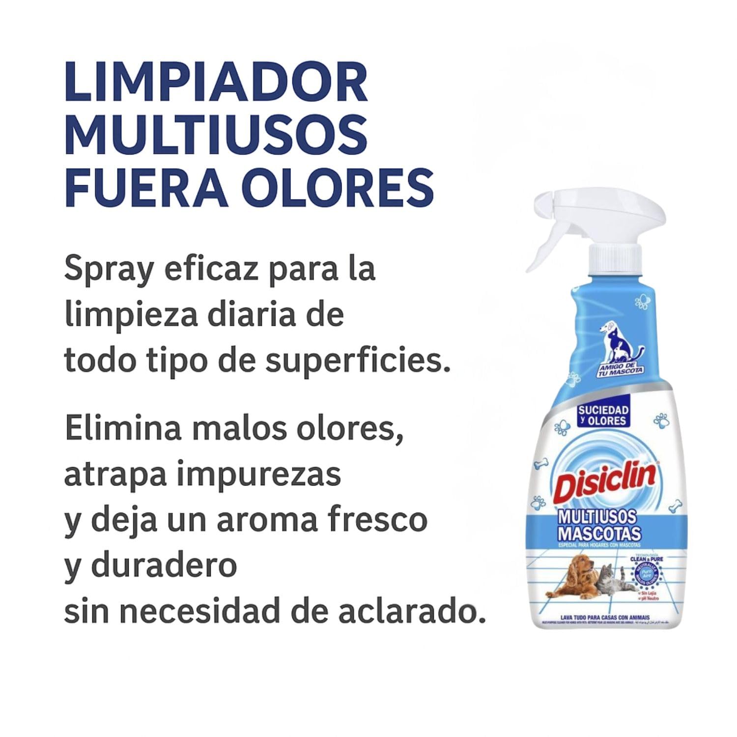 Disclin Fuera Olores Limpiador Multiusos en Spray 750 ml – Caja 12 Unidades | Limpieza Multisuperficies | Ideal para Hogares con Mascotas | Aroma Fresco
