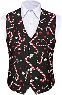 Biyejit Men's Formal Suit Vest Fit for Business Casual Wedding Dress Button Down V-Neck Waistcoat Tuxedo Vest S-4XL