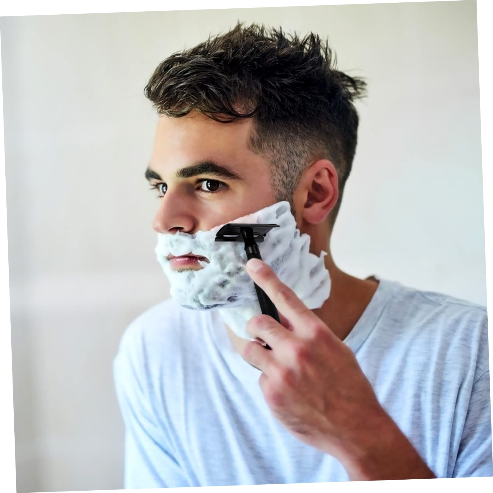 NOLITOY Rasoio di Sicurezza Manuale per Barba Maschile Stile Chiuso, Manico Antiscivolo in Lega di Alluminio Stile Retrò, Riutilizzabile la Rasatura Quotidiana