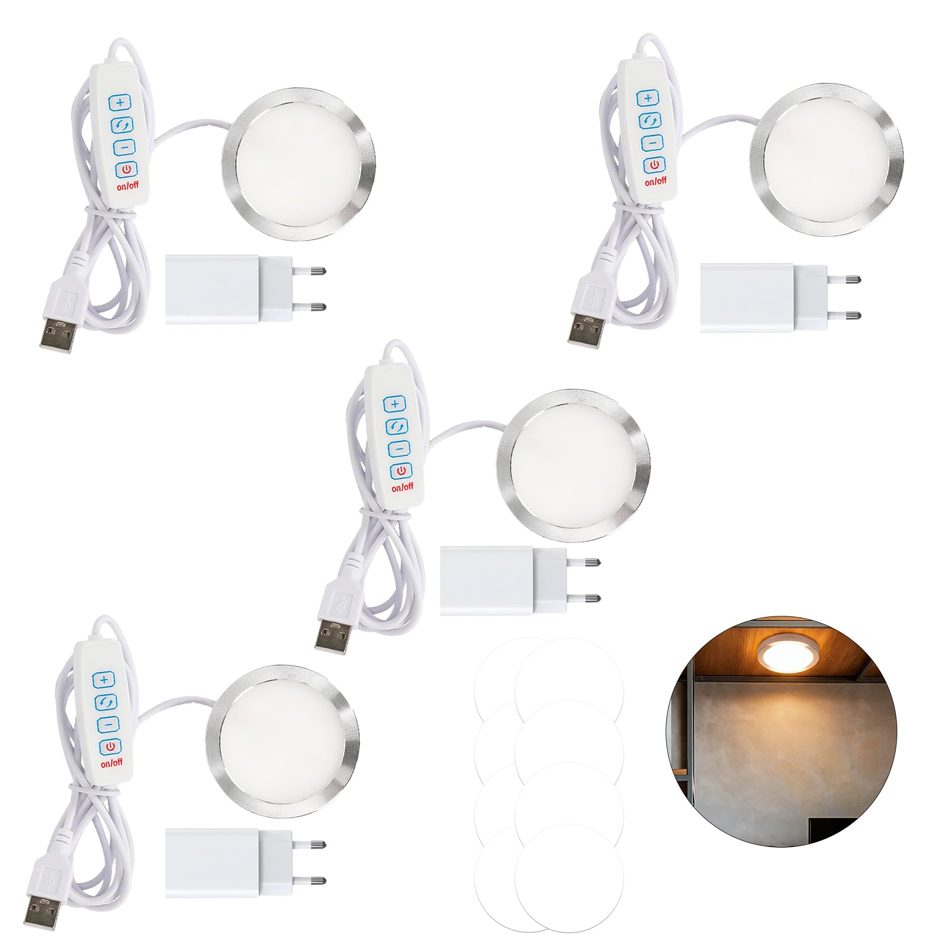 Kit de 2 lámparas LED 001 con cargador USB UL 5V1A para impresoras 3D Bambu Lab H2D/X1/P1P/A1 mini y Anycubic Makeronline, luz cálida 3000K, ideal para bricolaje y modelos de hardware (4)