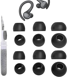 Replacement Earbud Tips Compatible with Jlab JBuds Mini/Go Air Tones+/JBuds Pro/Go Air Sport+/Go Sport+/Air Pop, Silicone Ear Tips, Fits in Case, S/M/L 6 Pairs, with 3-in-1 Cleaner Kit