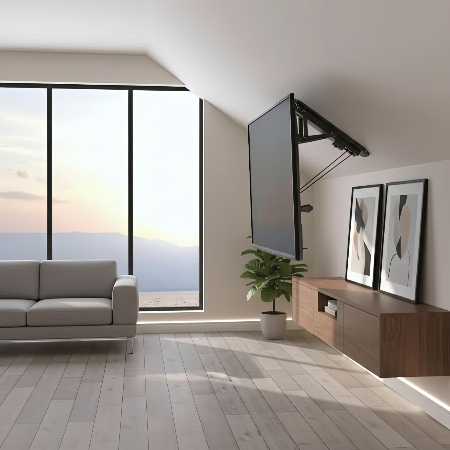 Maclean MC-880 Supporto Elettronico per TV da Soffitto Pareti Inclinate Max 35 Kg