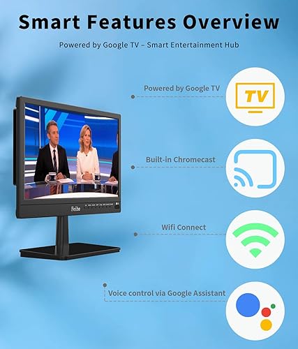 Miniatura 5 de Feihe Smart TV pequeño de 14 pulgadas con control remoto por voz, Wi-Fi, pantalla plana HD compacta Smart TV para cocina, hogar, caravana o