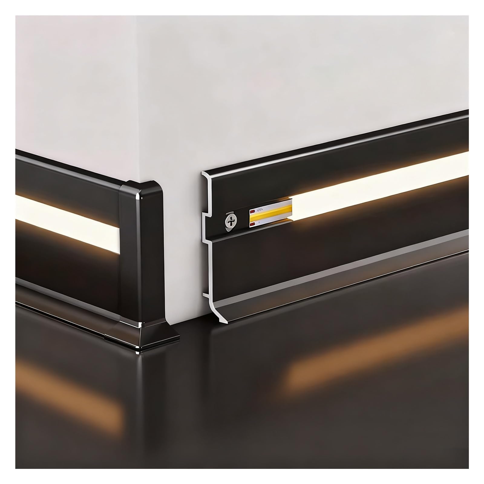 39,3"/3,3 ft aluminiowa listwa przypodłogowa LED, pośrednie oświetlenie LED listwy przypodłogowej do kuchni, salonu, wystroju wnętrz(A,80mm/3.14in)