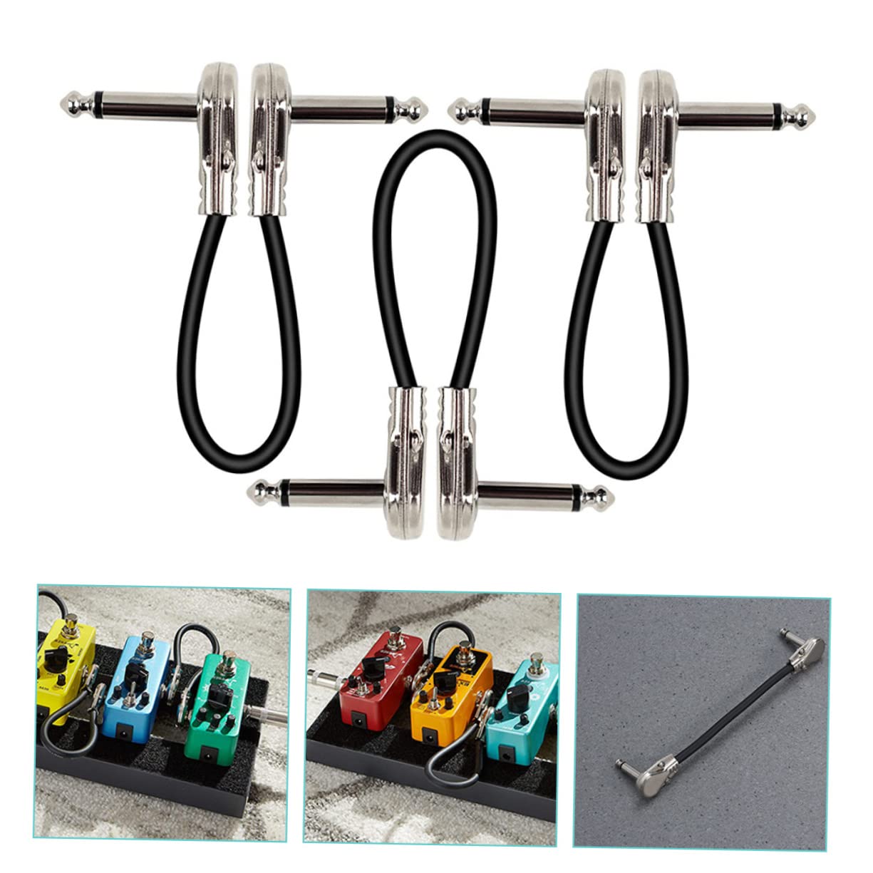 HANABASS Guitar Effect Cable Set 3pcs Professional Electric Guitar Patch Cables Durable Audio Wire Compatible Bass Keyboards
