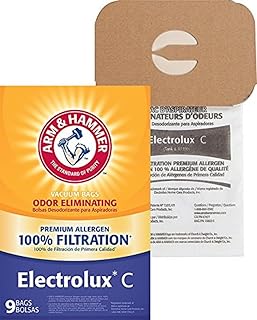 Arm & Hammer Electrolux Vacuum Bags, Replacement for Electrolux Style C Vacuum, Premium Allergen bags to filter pollen and dust mites, odor eliminating - 9 bags