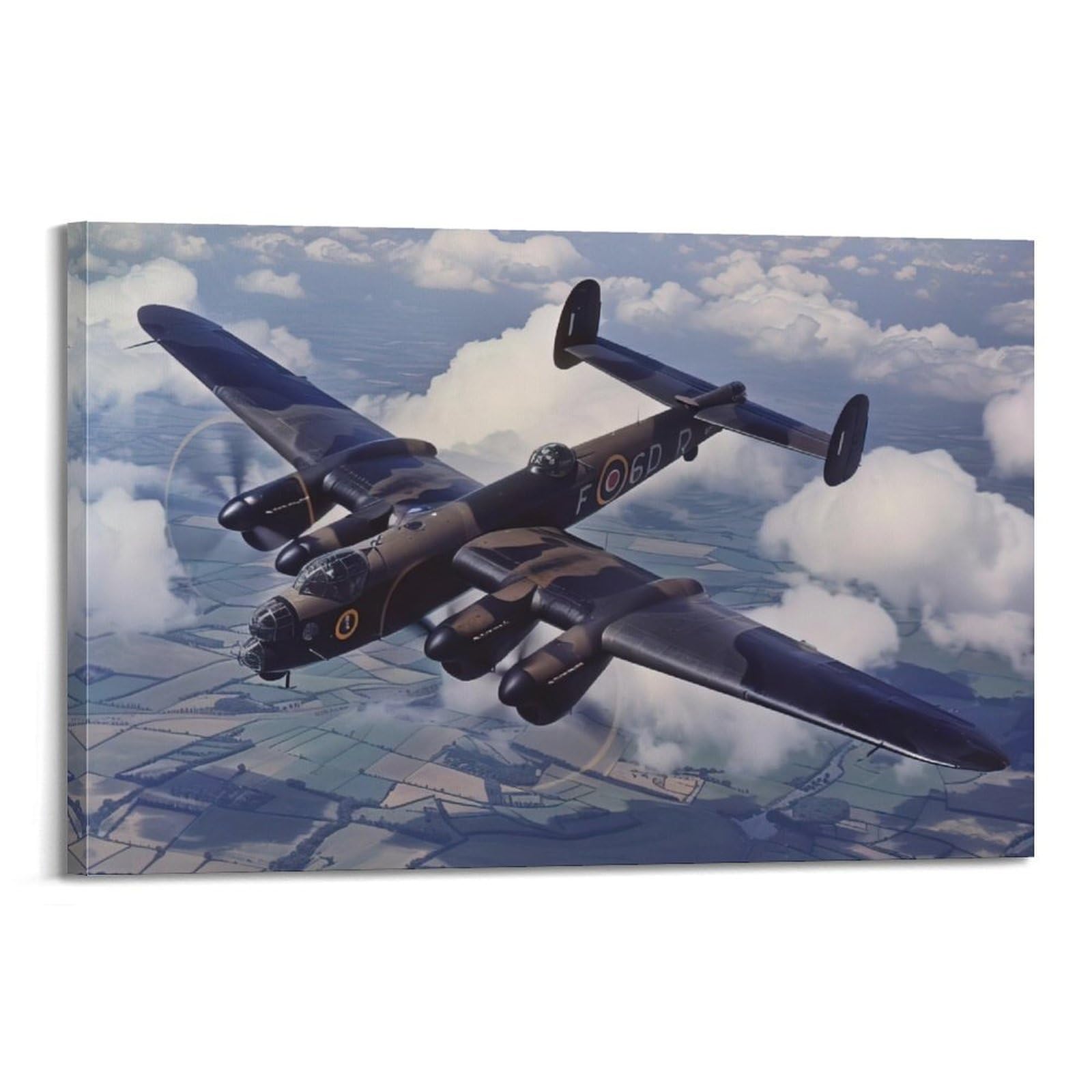 Military Fighter Aircraft Poster Lancaster Bomber Plane Bomber Aircraft Decorative Painting Canvas Art Picture 12x18inch(30x45cm)
