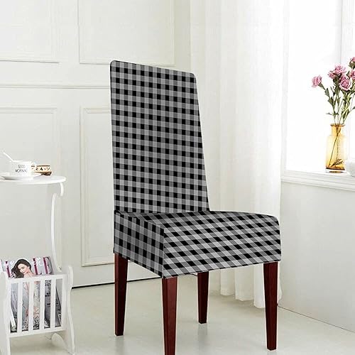 Miniatura 3 de WONDERTIFY Fundas de silla de cuadros de búfalo blanco negro para comedor rústico vintage de cuadros cuadros cuadros de cuadros elásticos para