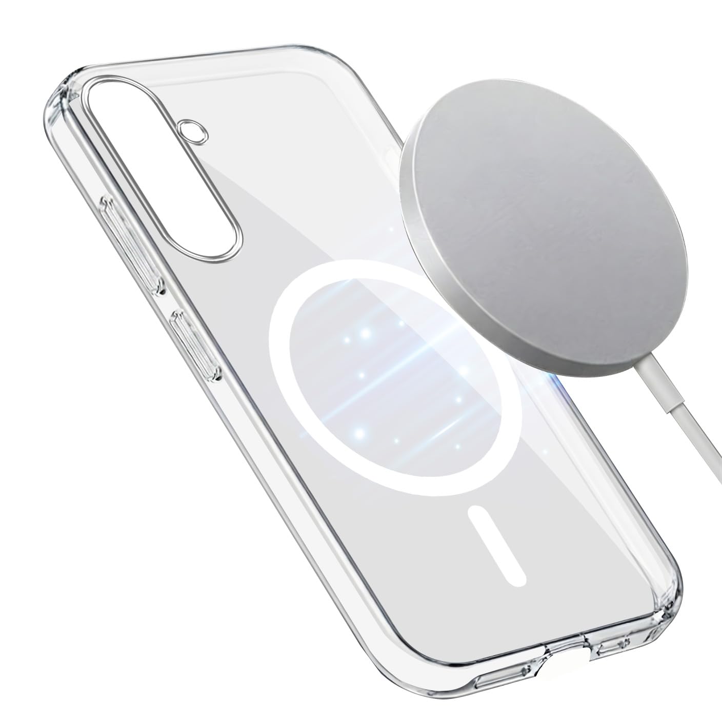 Anti-Yellow MagSafe Compatible Clear Back Cover Case for Samsung A56 5G (Sleek Hard Crystal | Shockproof and Camera Protection) White-image-20