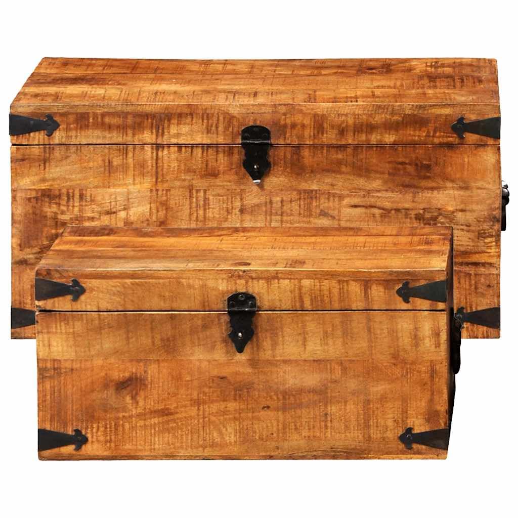 vidaXL Juego de cofres de almacenamiento 2 uds madera de mango rugosa
