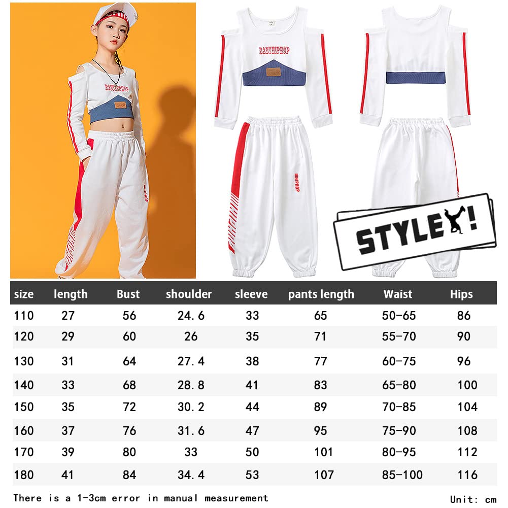 Ropa Niña Traje Elegante Jazz Hip Hop Top Corto Cintura Alta + Pantalones Correr Conjunto 2 Piezas para Edad 3-17 Años