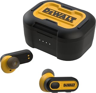 DEWALT True Wireless Bluetooth Earbuds — TWS Bluetooth Headphones — Wireless Earbuds with Type C Charging Case — Waterproof Wireless Earphones — Jobsite Pro-X1 Premium Sound for Outdoor Work