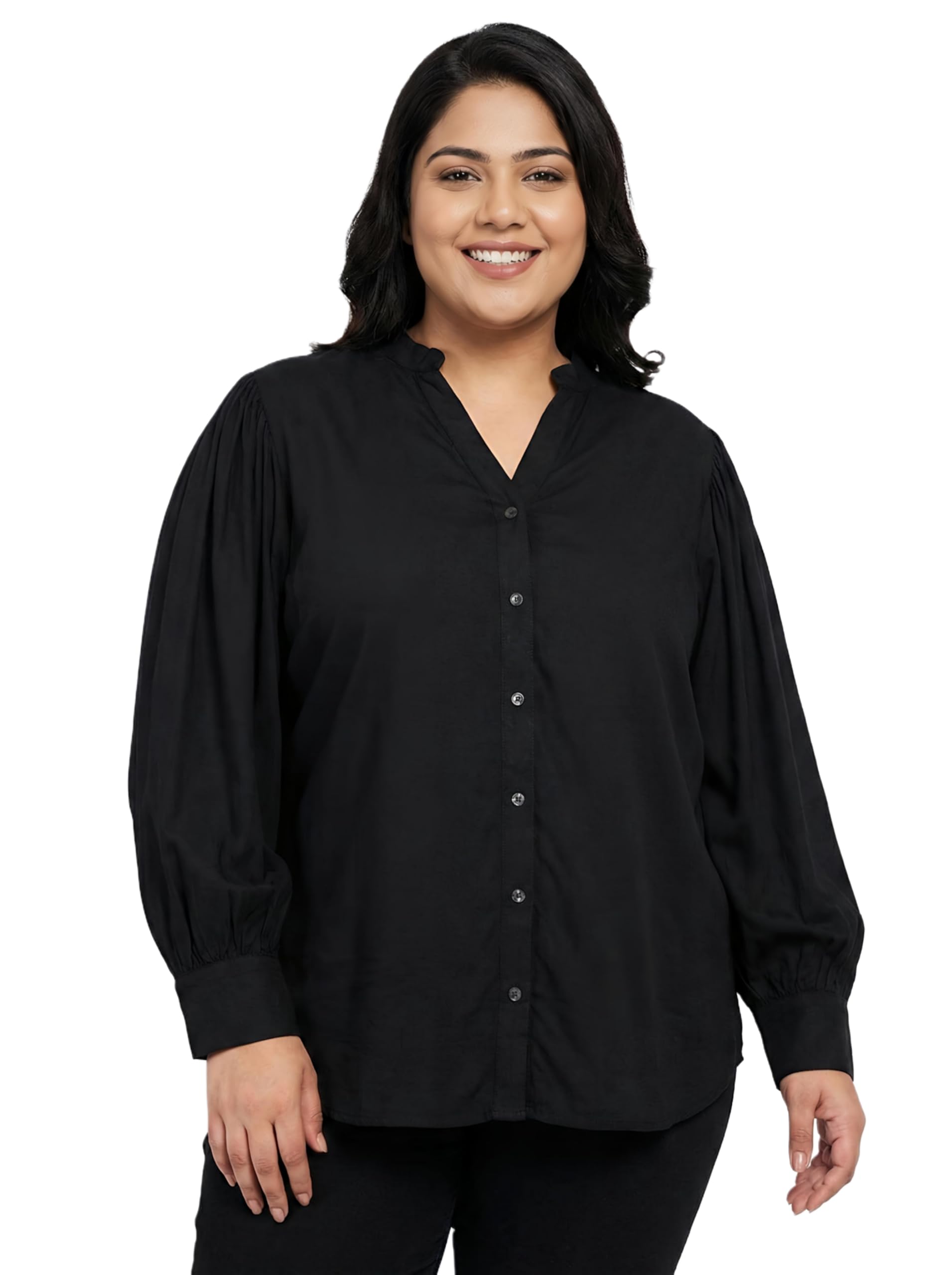 angoori fashion Women's Rayon Shirt, Balloon Sleeve, Button Down Collar, Regular Fit-picture-18