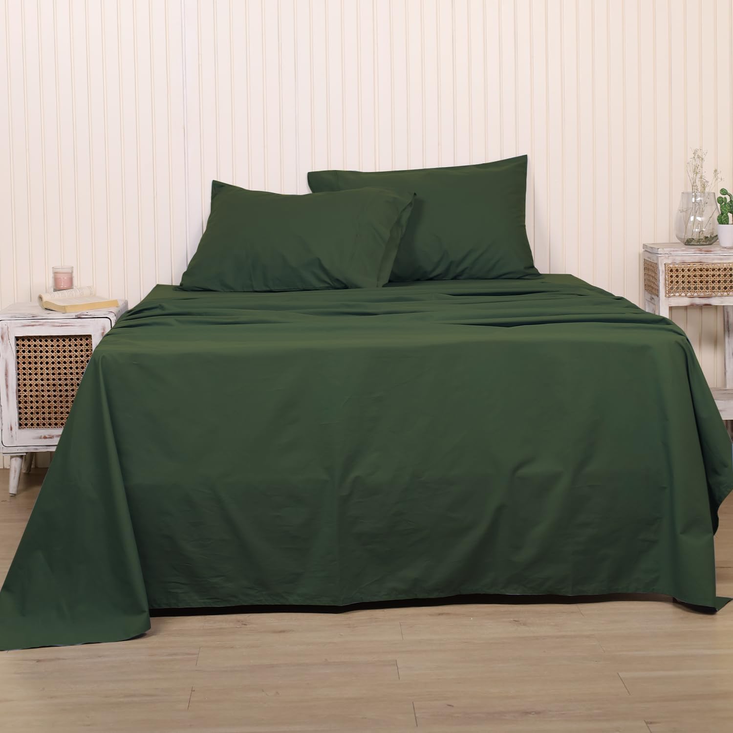 LINENWALAS Double Size Flat Sheet Only, 100 Cotton Percale Flat Sheet Double Size, Crisp and