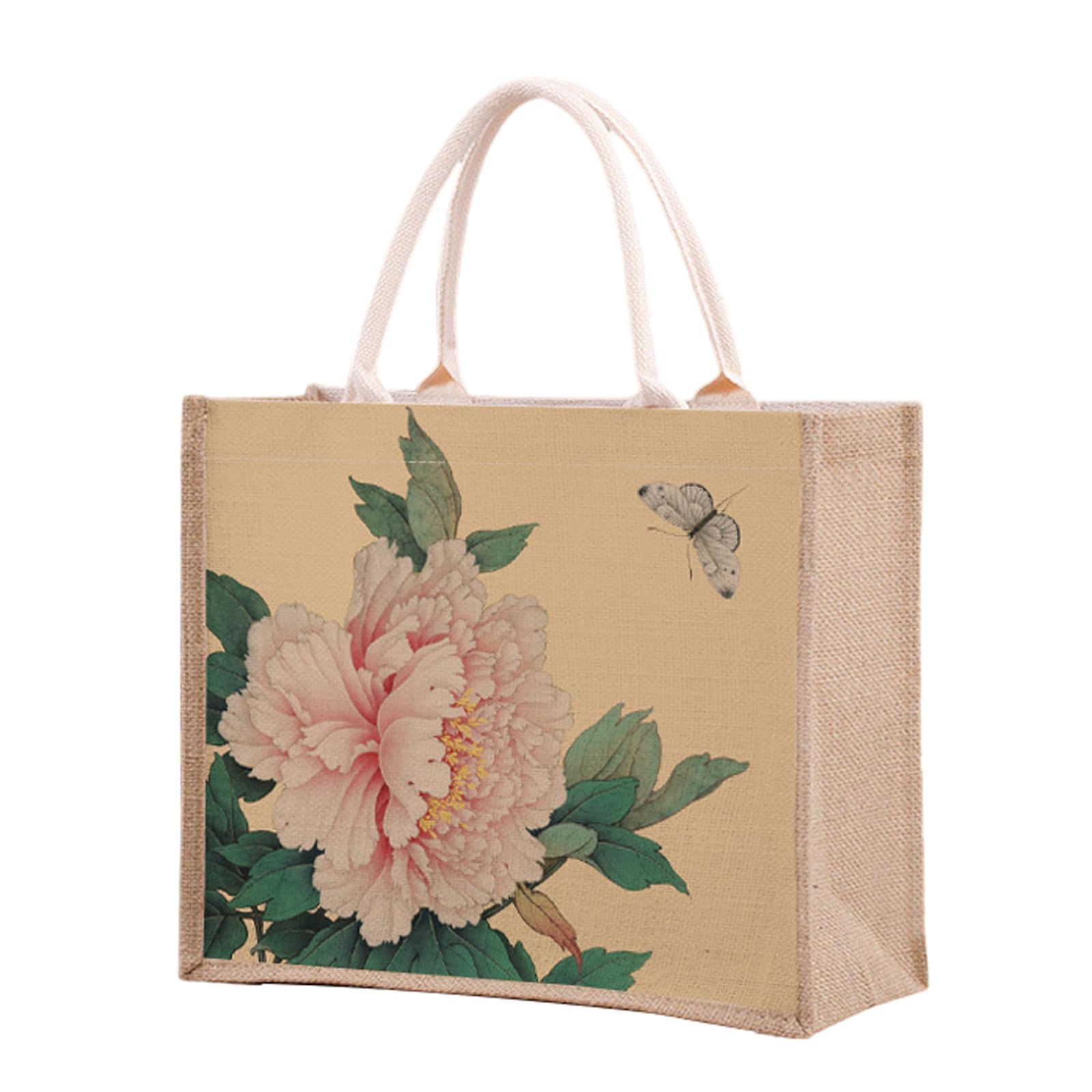Enigmaire Hessian Shopping Bags,Jute Hessian Shopping Bag,Reusable Hessian Shopper Bag,Burlap Gift Tote With Handle,Jute Shopping Bag,Foldable,Water Resistant,For Daily Shopping,Travel,Picnic