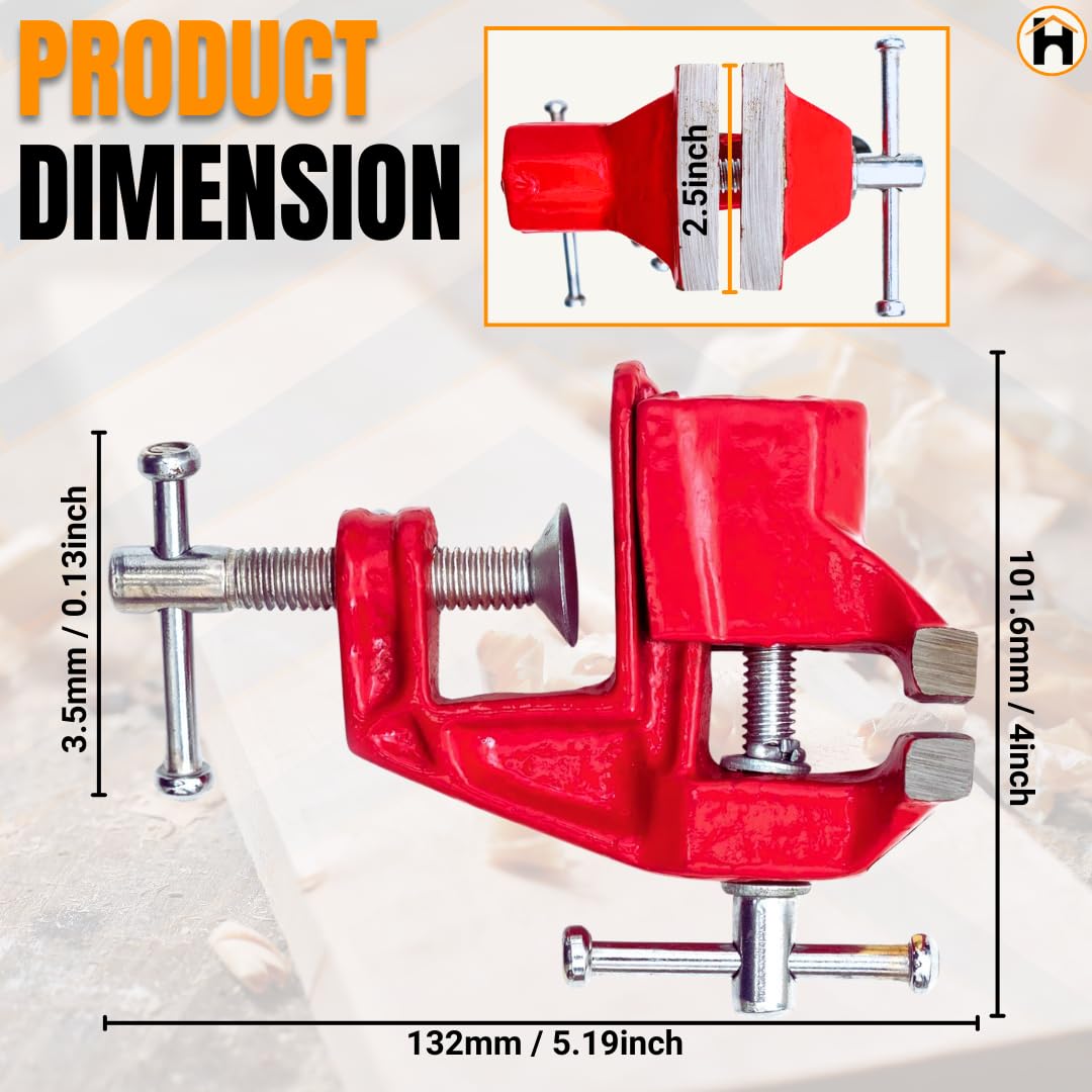 Homdum 2 ½ inch cast iron Steel Baby vice clamp Professional Fixed Base with Bench mounted clamp size 65 mm - Image 5 thumbnail