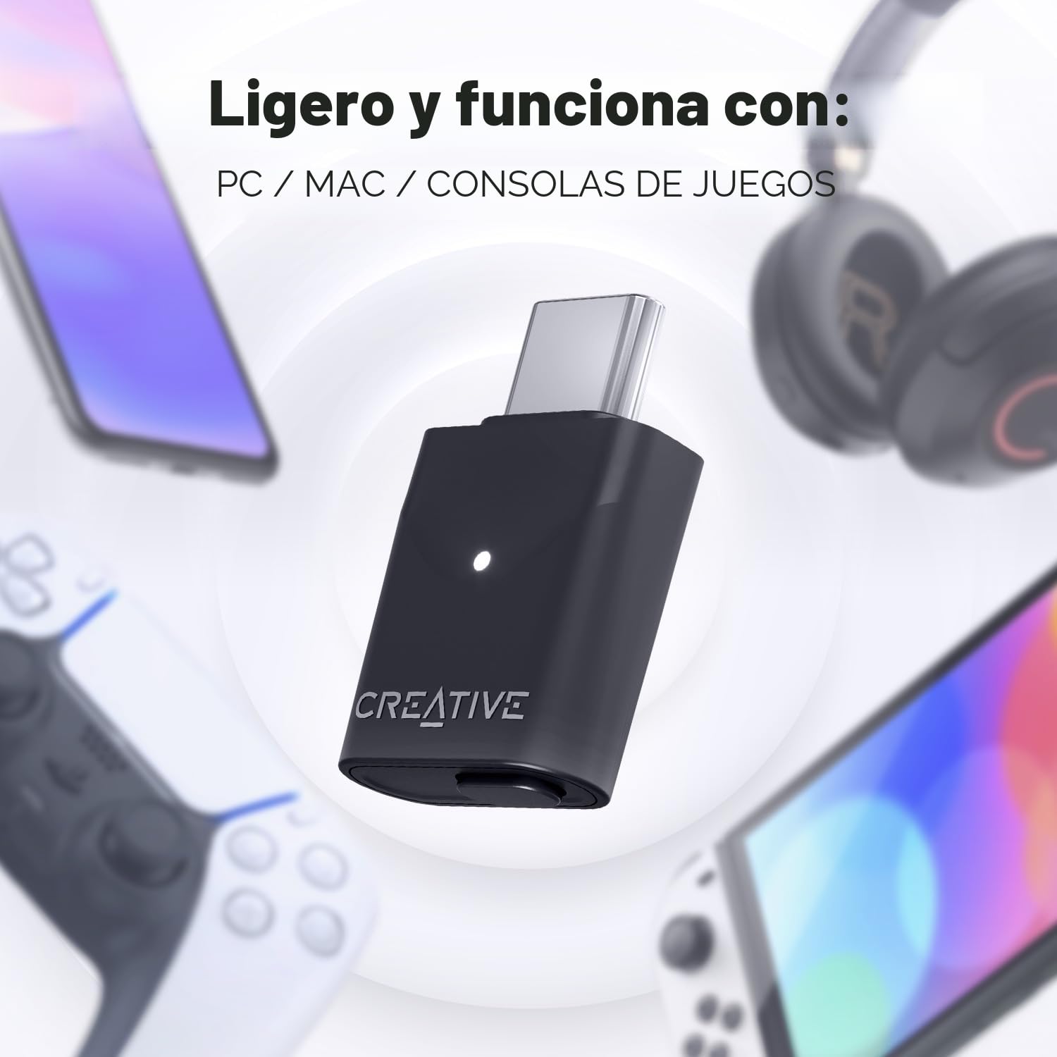 Creative BT-W6 - Transmisor de Audio Bluetooth 5.4 y LE con Sonido Snapdragon, aptX sin pérdidas, Baja latencia y Audio hasta 24 bits/96 kHz