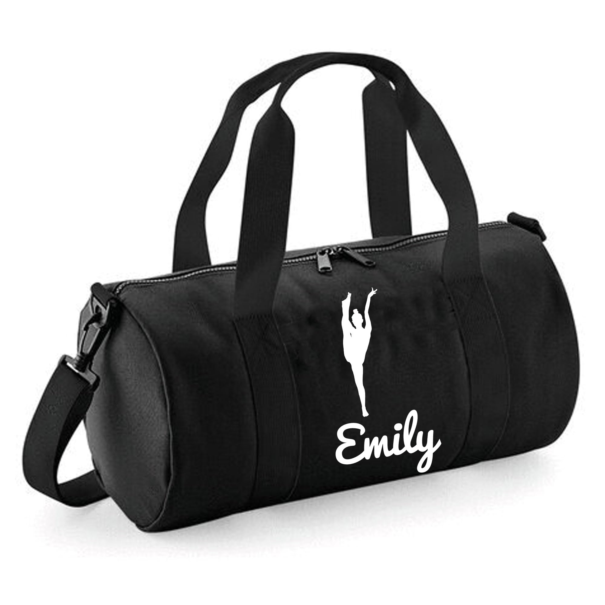 Personalised Gymnastics Bag Girls Dance Bags for Girls Kids Gym Bag Perfect Gymnastics Gifts & Sports Equipment Storage 20x20x40cm 12L Standing Splits Design Barrel Bag for Gymnastics Black