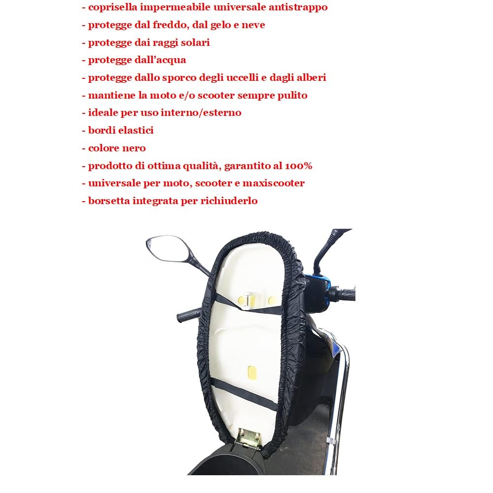 COMPATIBILE CON VESPA GTS 300 TOURING TELO COPRISELLA IMPERMEABILE ANTIPIOGGIA COPERTURA PER SELLE MOTO SCOOTER PROTEGGI SELLA IN OXFORD 120X75CM