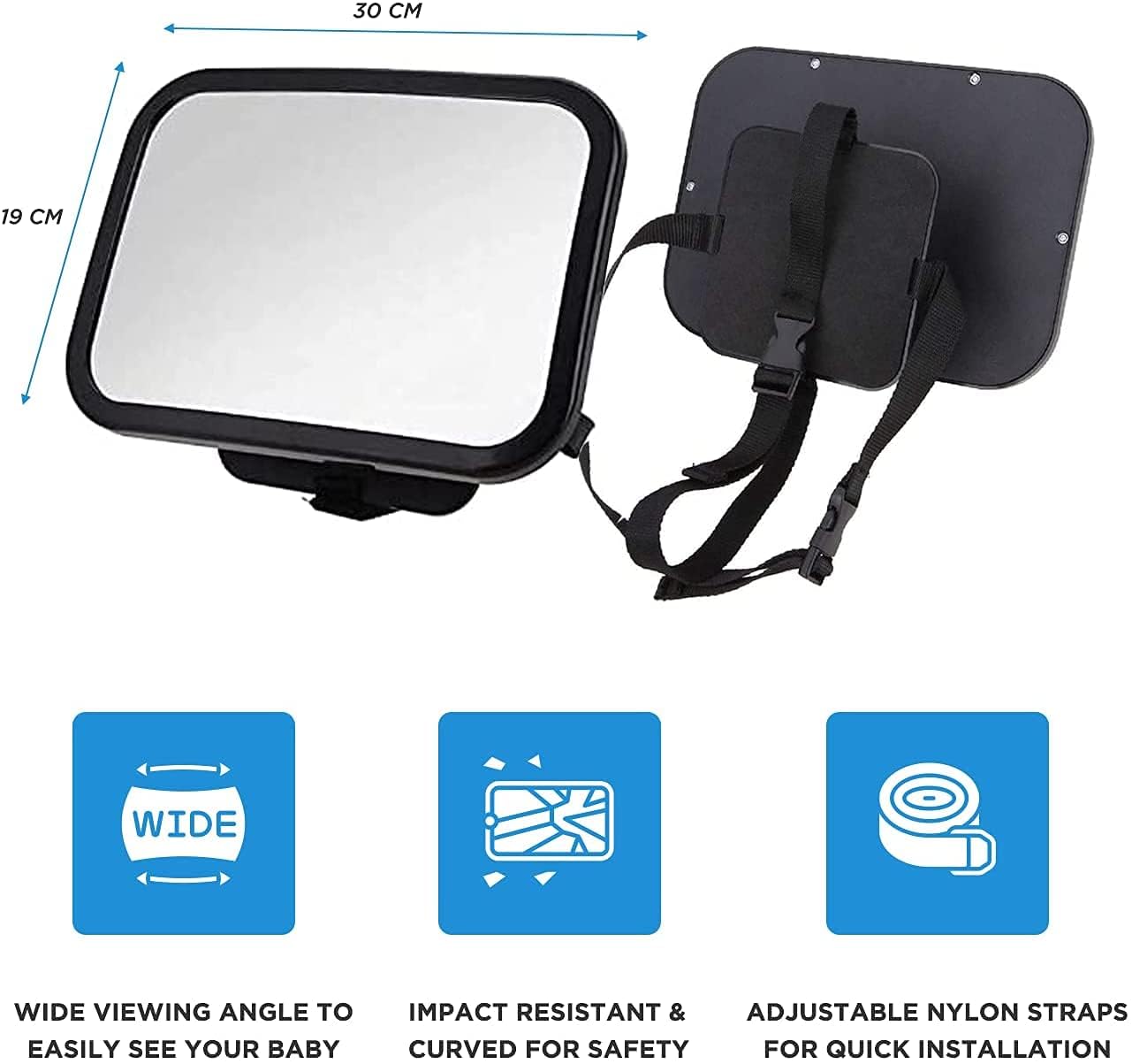 Dorart Arrière Face à Bébé Rétroviseur pour Siège de Voiture de Sécurité pour Enfant - Cristal Clair la Réflexion par Plusieurs et incassable Miroir Convexe