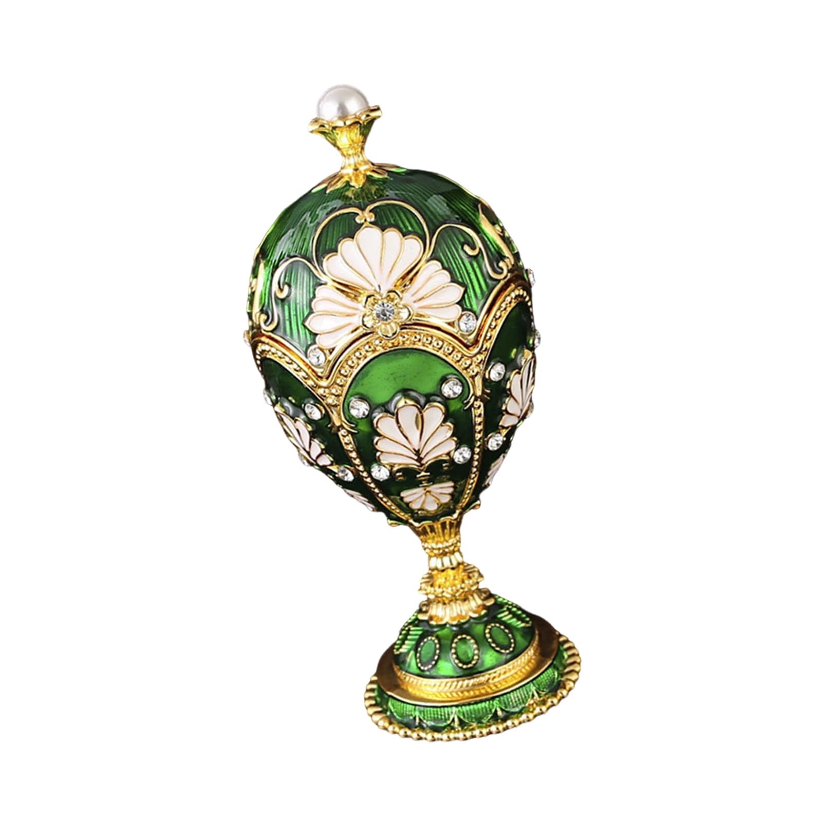 Piceioep Exquisite Handcrafted Enameled Eggs Decorative Box for Jewelry Storage Trinket Organiser with Crystal Rhinestones Enameled Eggs Jewelry Box