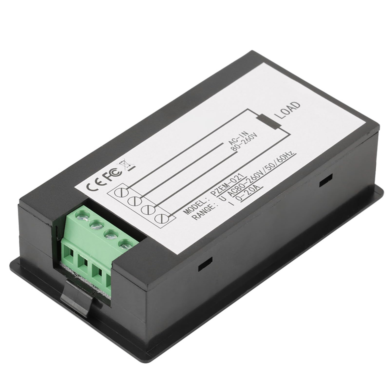 Akozon Peacefair PZEM-021 AC-Spannungs- und Strom-Digitalmessgerät mit LCD-Display – Misst Strom, Energie und Mehr – 20 A, AC 80–260 V – Überlastalarm und Hintergrundbeleuchtungsfunktionen