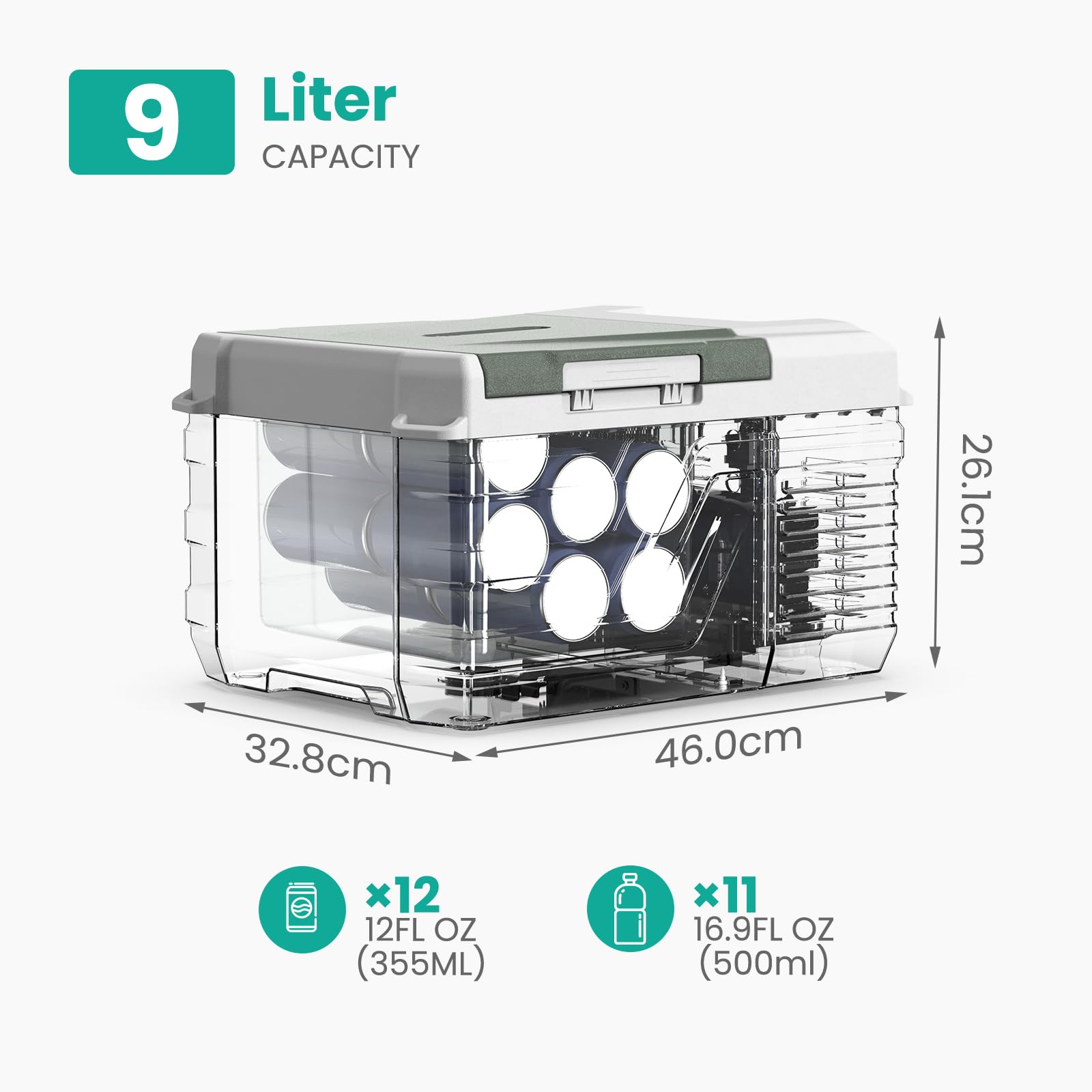 Alpicool 9L Kompressor Kühlbox Klein, Mini Kühlbox 12V 230V Kühlschrank Gefrierbox Tragbarer, Kühlschrank für Auto, Camping, Angeln, Fahrten, Boot, -20℃-20℃